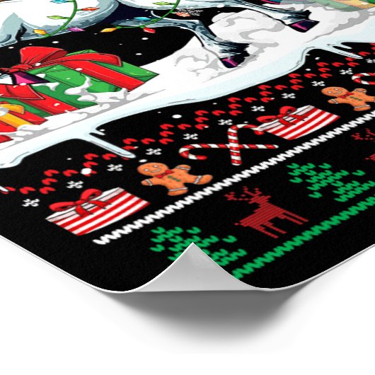 Santa Chow Riding Unicorn Kersttrui L Poster (Hoek)