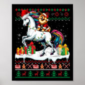Santa Chow Riding Unicorn Kersttrui L Poster (Voorkant)