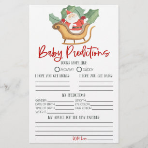 Santa Christmas Baby shower voorspellingen activit Briefpapier