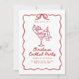 Santa Christmas cocktail party, fun modern Kaart