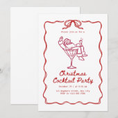 Santa Christmas cocktail party, fun modern Kaart (Voorkant / Achterkant)