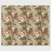 Santa Christmas Decoupage  Victoriaans Cadeaupapier (Vlak)