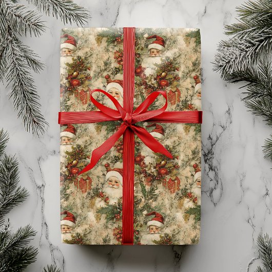 Santa Christmas Decoupage  Victoriaans Cadeaupapier