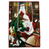 Santa Christmas Dragon Fantasie Medium Cadeauzakje (Achterkant)