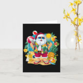 Santa Christmas In July On Beach Hawaiian Summer V Kaart (Gele Bloem)