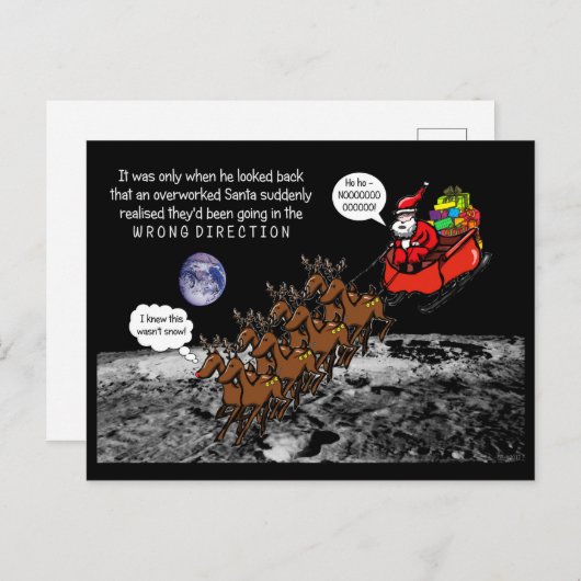 Santa Christmas Jokes Reindeers Wrong Direction Briefkaart (Voorkant / Achterkant)