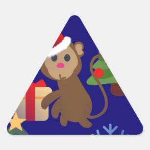 santa christmas monkey emoji driehoek sticker