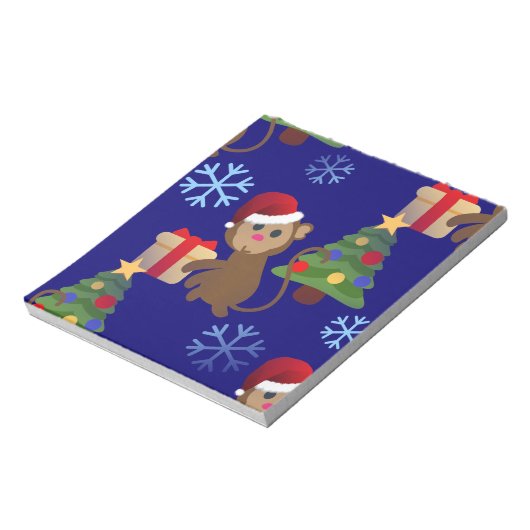 santa christmas monkey emoji notitieblok (Gedraaid)