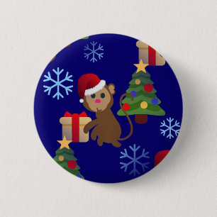 santa christmas monkey emoji ronde button 5,7 cm