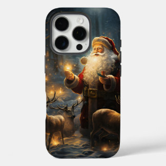 Santa Christmas Night Snowy Forest iPhone 16 Pro Hoesje