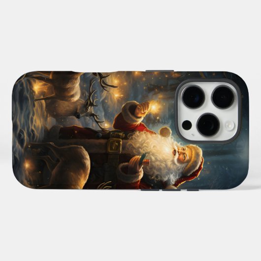 Santa Christmas Night Snowy Forest Case-Mate iPhone Case (Achterkant (horizontaal))