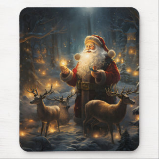 Santa Christmas Night Snowy Forest Muismat