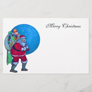  SANTA, CHRISTMAS SACK, TOYS IN STARRY SKY BRIEFPAPIER
