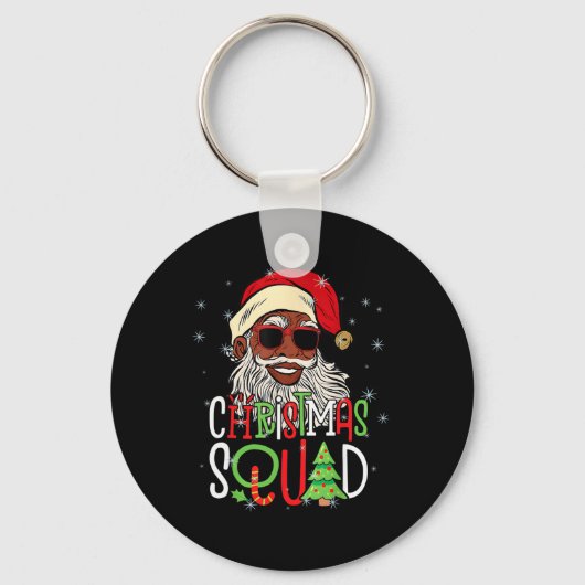 Santa Christmas Squad Zwart Mannen Afro-Amerikaans Sleutelhanger (Voorkant)