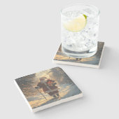 Santa Christmas Stone Onderzetter (Zijkant)