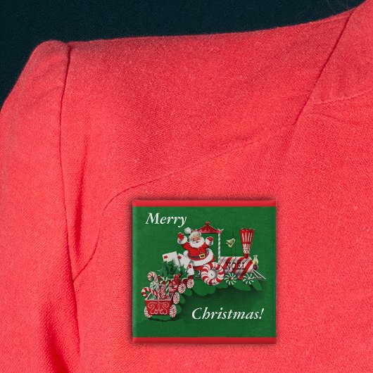 Santa Christmas Train Button