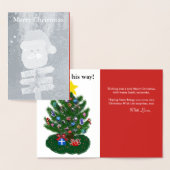 Santa Christmas Tree Silver Foil Kaart (Display)