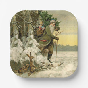Santa Christmas Victoriaans vakantie Papieren Bordje