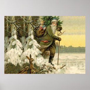  Santa Christmas Victoriaans vakantie Poster