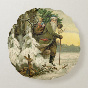  Santa Christmas Victoriaans vakantie Rond Kussen