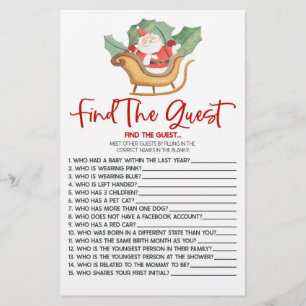 Santa Christmas Vind het gast Baby shower spel Briefpapier