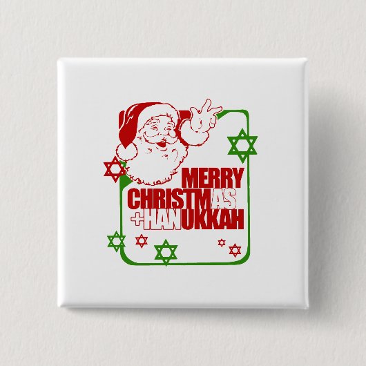 Santa Christmukkah Vierkante Button 5,1 Cm (Voorkant)