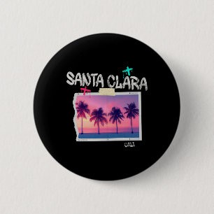 Santa Clara Californië Retro Surfer Vintage Strand Ronde Button 5,7 Cm