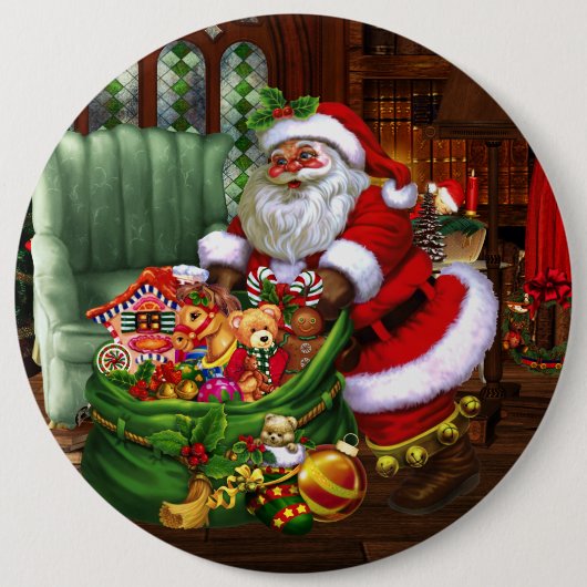 Santa Claus 1 Ronde Button 6,0 Cm (Voorkant)