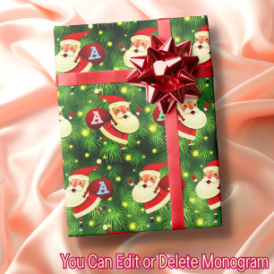 Santa Claus Aangepast monogram op Santa's Bag Cadeaupapier