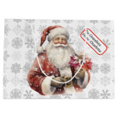 Santa Claus Aangepaste Naam Label Kerstsneeuw Groot Cadeauzakje (Achterkant)