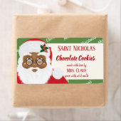 Santa Claus African American Kerstcookie Gift Etiket (Insitu)