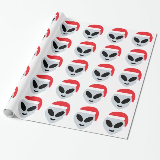 santa claus alien emoji cadeaupapier (Uitgerold)
