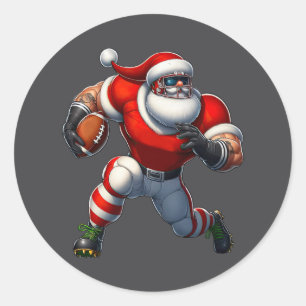 Santa Claus Amerikaanse Football Speler Merry Chri Ronde Sticker