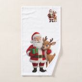 Santa Claus and Rudolph Cartoon (Serviette à main)