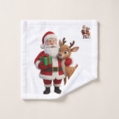 Santa Claus and Rudolph Cartoon (Gant de toilette)