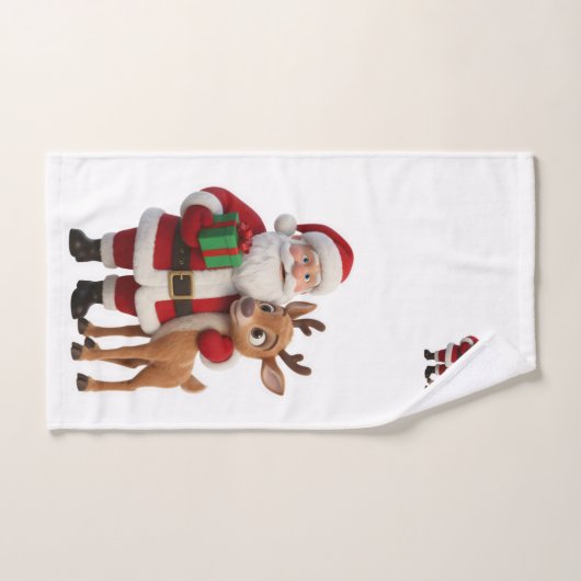 Santa Claus and Rudolph Cartoon Bad Handdoek (Handdoek)