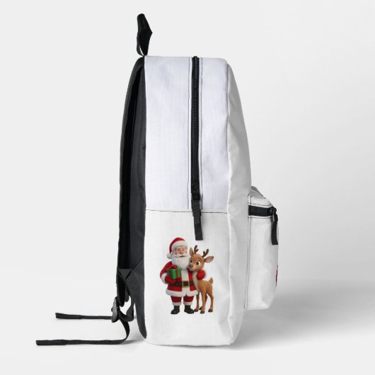 Santa Claus and Rudolph Cartoon Bedrukte Rugzak (Links)