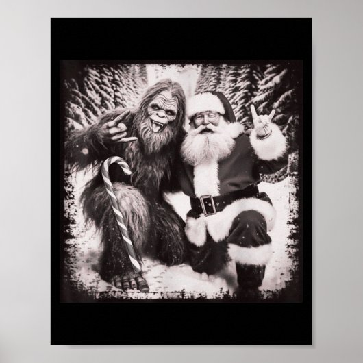 Santa Claus And Sasquatch Bigfoot Funny Joyful Sno Poster (Voorkant)