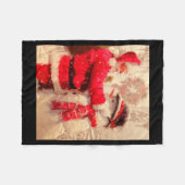 Santa Claus And Snowman In Snowfall Fleece Deken (Voorkant (Horizontaal))