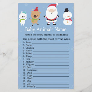 Santa Claus Baby Animals Name baby shower