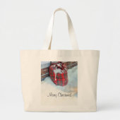 Santa Claus Bag in sneeuw Grote Tote Bag (Voorkant)