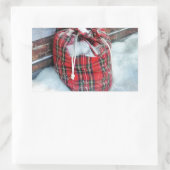 Santa Claus Bag in sneeuw Rechthoekige Sticker (Tas)