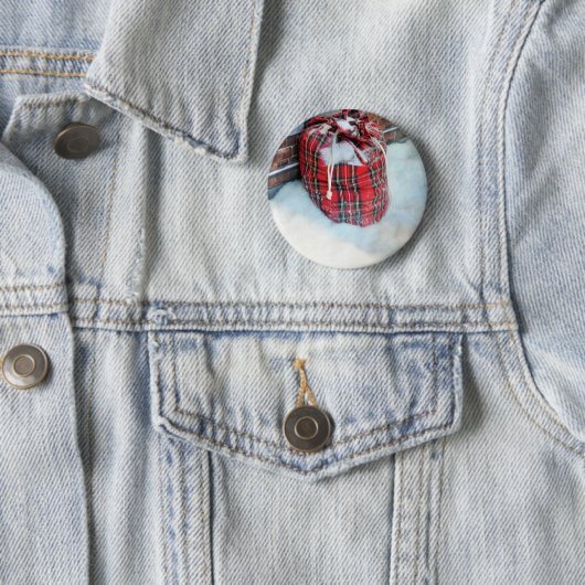 Santa Claus Bag in sneeuw Ronde Button 5,7 Cm (In situ)