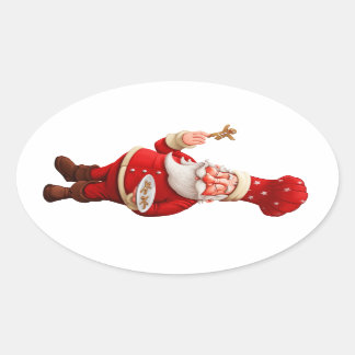 Santa Claus Bakes Gingerbrood Ovale Sticker