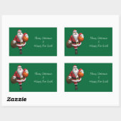 Santa Claus Basketball Player Rechthoekige Sticker (Vel)