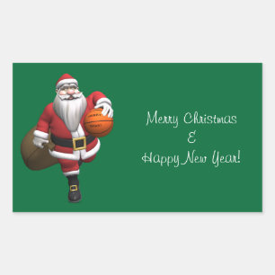 Santa Claus Basketball Player Rechthoekige Sticker