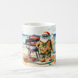 Santa Claus Beach BBQ Café Mug - Fun Tropical