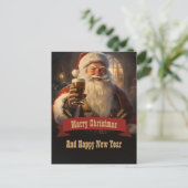 Santa Claus Beer Briefkaart (Staand voorkant)