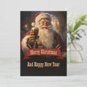 Santa Claus Beer Feestdagenkaart (Staand voorkant)