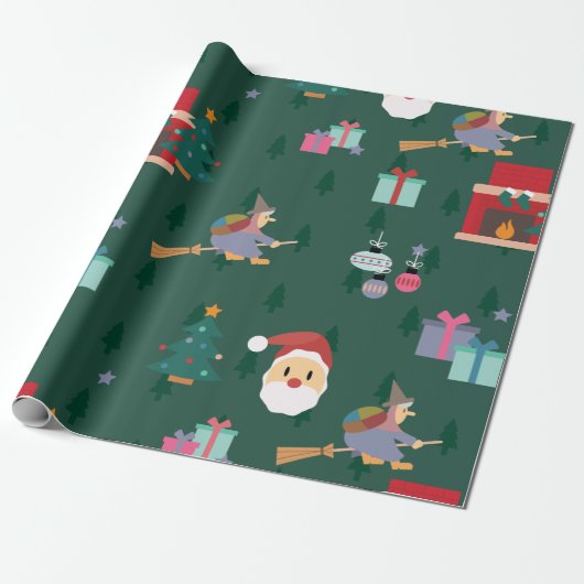 santa claus befana cadeaupapier (Uitgerold)